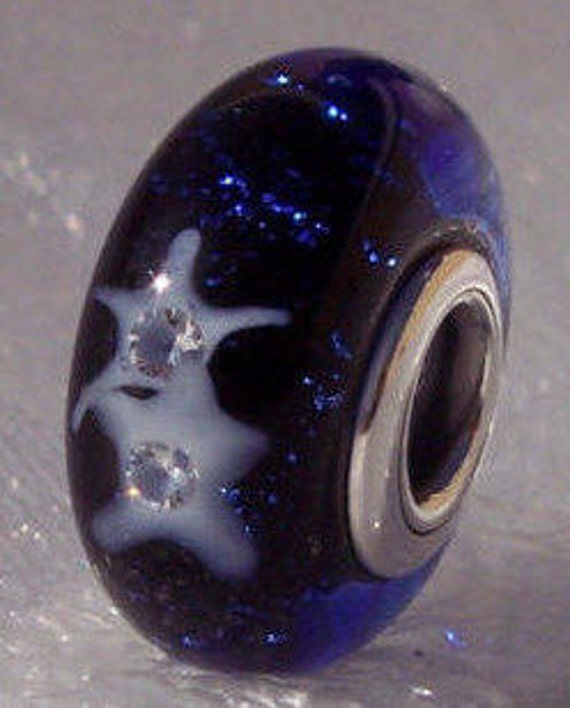 Starry Night Sky, Pandora, Bracelet Charm, Celestial, Iridescent, Van Gogh, Twinkling, Dreamy, Murano Glass, Sterling Silver, Clear CZ