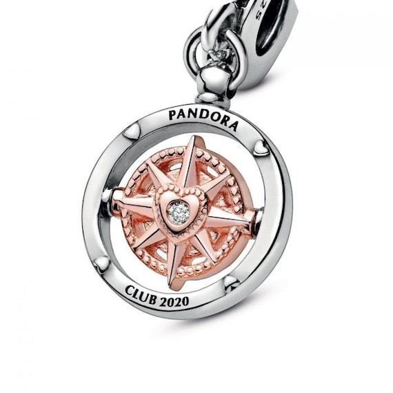 2020 Club Compass, Pandora Rose, Bracelet Charm, 925, Dangle, Diamond, Clear Path Forward, Follow Your Heart, New Beginnings, Decade
