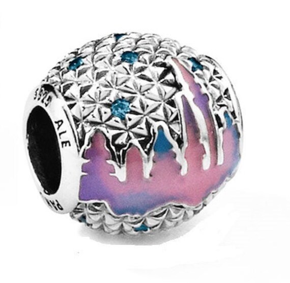 EPCOT, Holiday, Pandora Disney World, Exclusive, Global, Bracelet Charm, Mixed Enamel, 925, Blue CZ, Slider, Spaceship, Earth, Texture