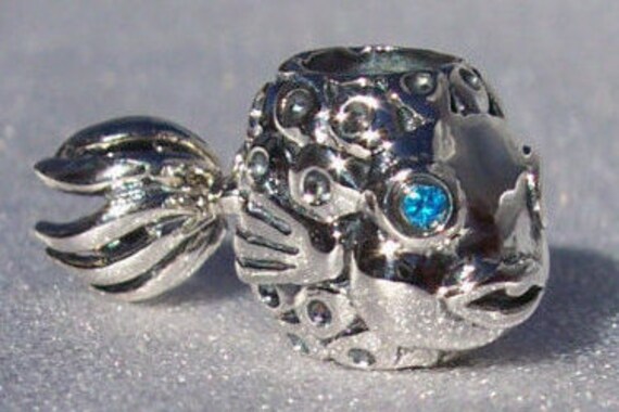 Splish-Splash, Pandora, Bracelet Charm, Nautical Fish, Blue Topaz Eyes, Ocean, Tail, Tropical, Ocean, Travel Memories, Summertime, Silver