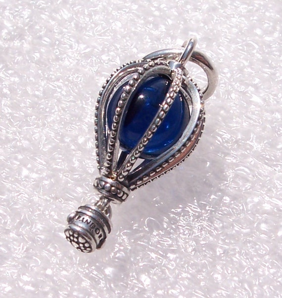 Hot Air Balloon, Pandora, Bracelet Charm, Moonlight, Blue Crystal, Sterling Silver, Enamel, LOGO, Global Travelers, Beaded Tethers, Basket