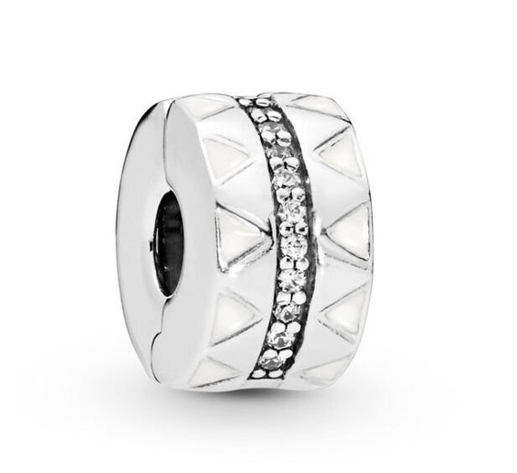 Sparkling, Jagged Lines, CLIP, Pandora, Bracelet Charm, Exotic, Patterns, Style, Clear CZ, Sterling Silver, Elegant