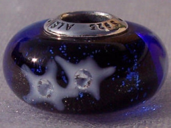 Starry Night Sky, Pandora, Bracelet Charm, Celestial, Iridescent, Van Gogh, Twinkling, Dreamy, Murano Glass, Sterling Silver, Clear CZ