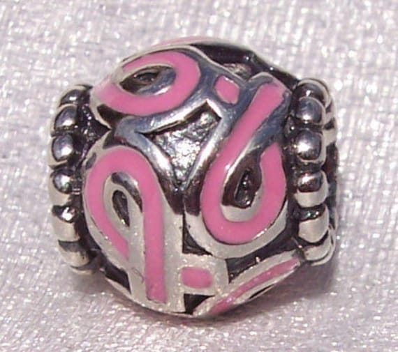 PINK RIBBON, Limited Edition, Pandora, Breast Cancer, RETIRED, Awareness, Bracelet Charm, Enamel, 925,