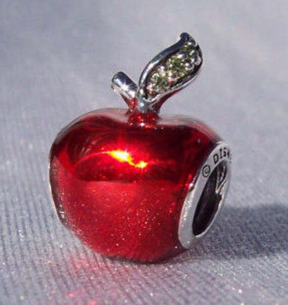 Snow Whites, Apple, Pandora Disney, Poison, Bracelet Charm, Enamel, Green CZ, Sterling Silver, Immortality, Sin, Temptation, Knowledge