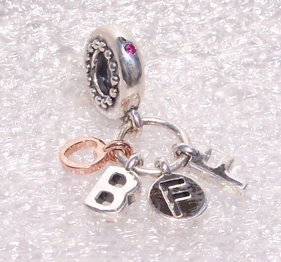 Best Friends Forever, Pandora, Bracelet Charm, Dangle, Friendship, Celebrate, Crystal, Rose Gold Plated, Heart, Symbolic, Reminder, Dangle