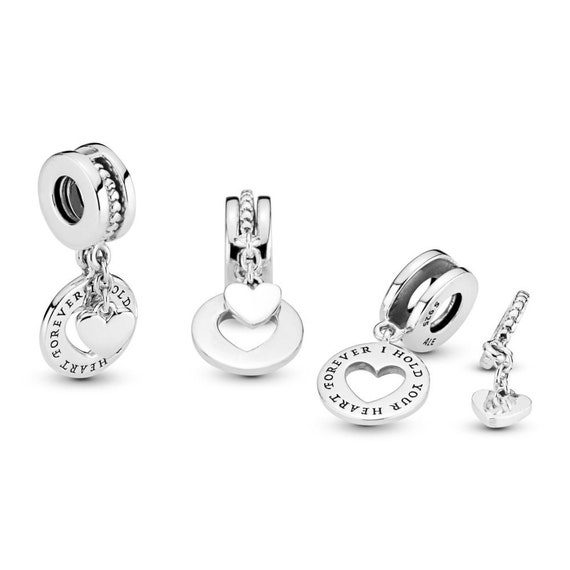 Hold Your Heart, Split Charm, Pandora, Bracelet Bead, 925, Dangle, Deep Bond, Inscribed, Double Charm, Shareable, 2020, Mom, Partner, Friend