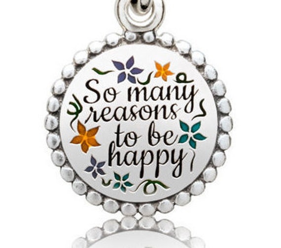 There Are So Many Beautiful Reasons to Be HAPPY Pandora Bracelet Charm Be Grateful Sterling Silver Dangle Enamel Family Love Friendship