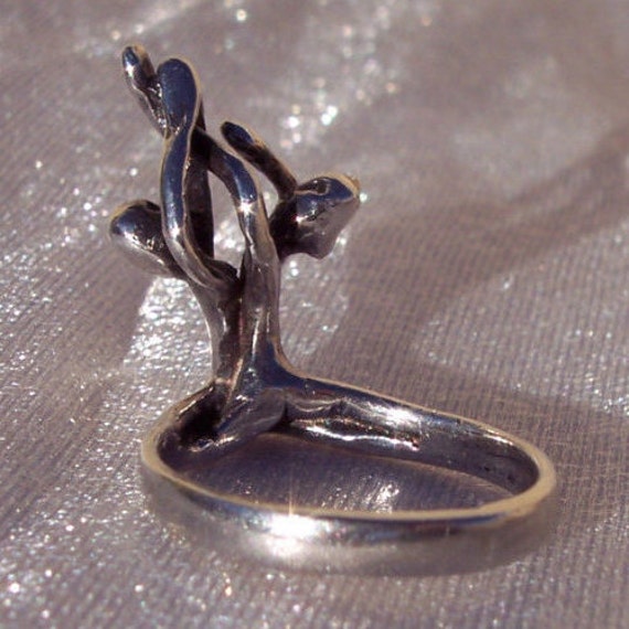RING, Dancers, Sterling Silver, 925, Yoga, RARE, Couple, Ballet, Embrace, Unique, Hand Forged, Designer, Vintage, Hallmarked, One Of A Kind