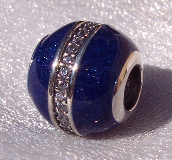 Orbit, Midnight Blue, Pandora, Bracelet Charm, Silver, Clear CZ, Enamel, Cosmic Ring, Majestic Light, Winter 2017, Shimmering, Slider