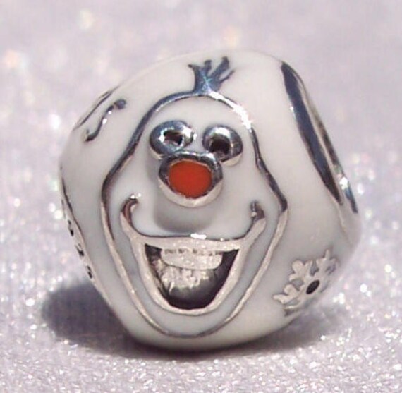Olaf, Pandora Disney, Bracelet Charm, Frozen, Silver, Enamel, Love, Warm Hugs, Let It Go, Movie, Smile, Babble, Popularity, Heritage, White