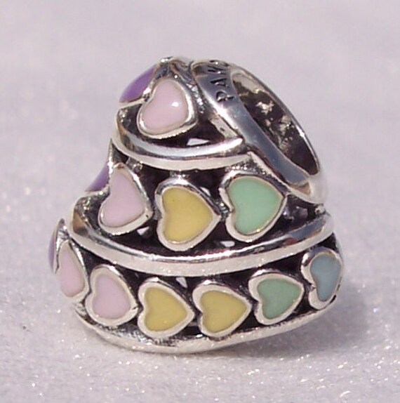 Multi Colored Hearts, Pandora, Bracelet Charm, 925, Rainbow, Spring, Slider, Bright Rainbow, Touch Of Color, Enamel, Pastel