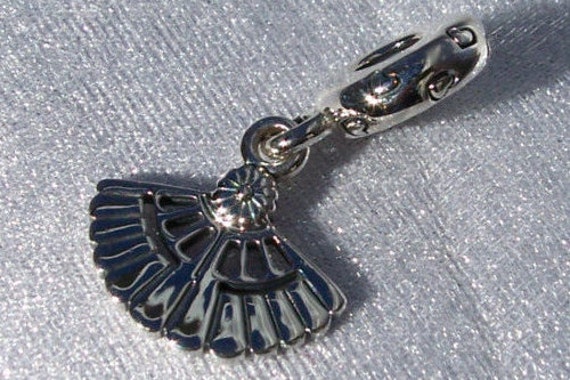 Hearts A Flutter, Pandora, Bracelet Charm, Sterling Silver, Retired, Fan, Dangle, Vintage, Symbolic, Feminine Art, Decorative, Collective