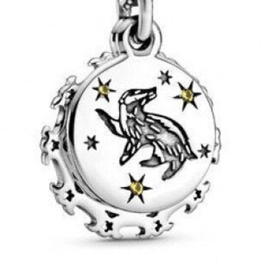 Hufflepuff, HARRY POTTER, Pandora, Bracelet Charm, Badger, 925, 2019, Dangle, Patience, Dedication, Loyalty, Yellow, CZ, Wizardry For Good