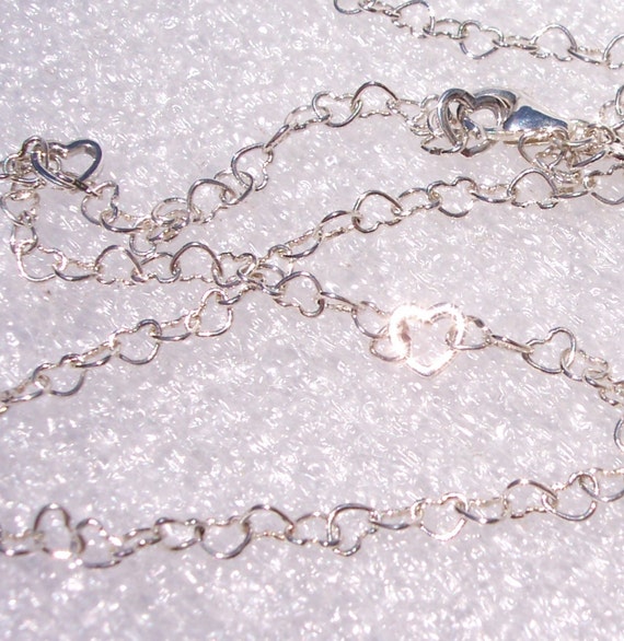 Joined Hearts Necklace, Sterling Silver, Elegant, Feminine, Delicate, Infinity Chain, Adjustable, Love