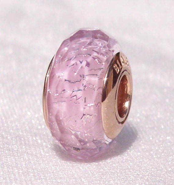 Pandora, Charms, Shimmering Rose, Murano, Bracelet Charm, Facet Cut Glass, Dreamy, Silver, Pink, Rose Gold, Slider