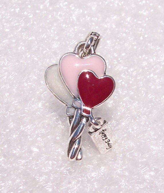 Heart Balloons, Pandora, Bracelet Charm, Pink, Celebratory, Red, Happy Birthday, Sweet, Enamel, Sterling Silver, ADORABLE, Helium, Dangle