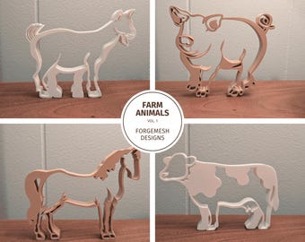 3D Printable Farm Animal Desk Decor – Cow, Horse, Pig, Goat (Digital STL Files)