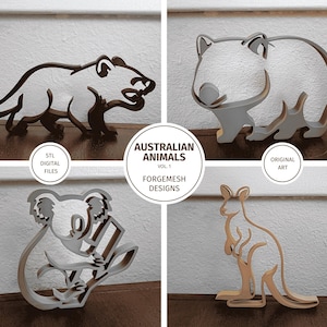 Australian Animals Desk Decor – 3D Printable STL Files - Kangaroo, Koala, Wombat, Tasmanian Devil