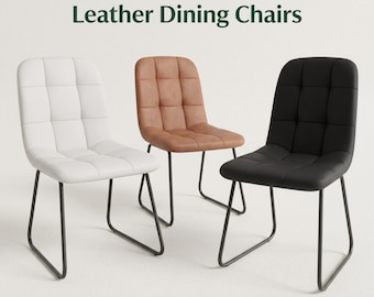 Modern Faux Leather Dining Chairs, Mid Century Upholstered Kitchen Seating, Waterproof Luxury Side Chair for Home Office