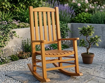 Solid Wood Porch Rocker – Heavy Duty Outdoor Garden Seating, All-Weather High Back Chair