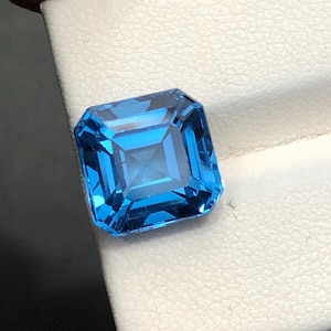 Natural Electric Blue Topaz 8.50 Carats Asscher Cut . Treatment ( Radiation )