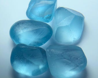 天然ロンドンブルートパーズ原石結晶 - ジュエリー製作用（7～10 mm、5