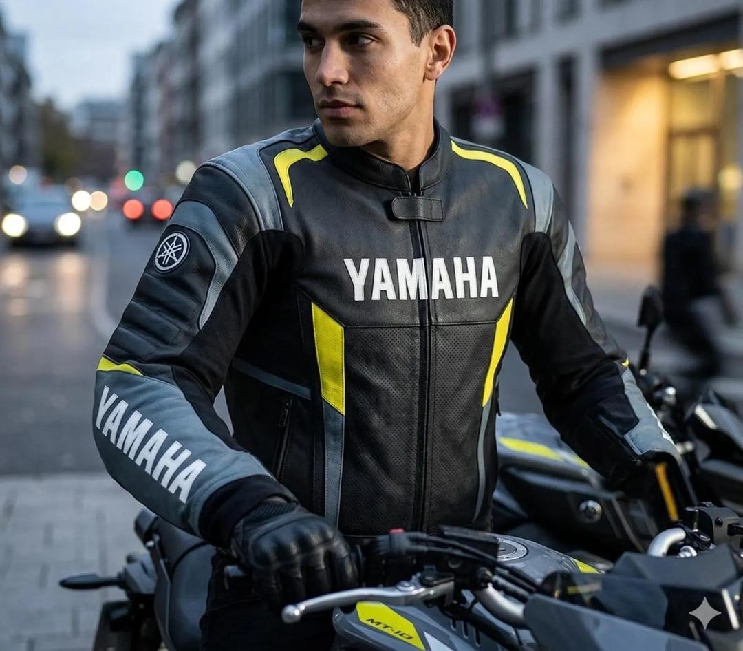 Yamaha Leather Racing Jacket Armor Protected CE Approved Biker New