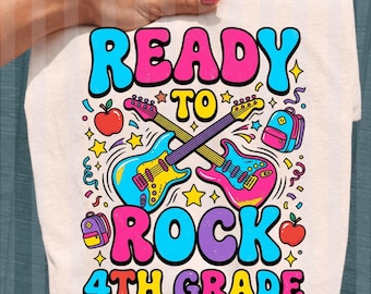 Estoy listo para rockear 4to grado PNG, Regreso a clases 4to grado Actuación de guitarra png, 4to grado PNG, Diseño de camiseta escolar, Primer día de clases png