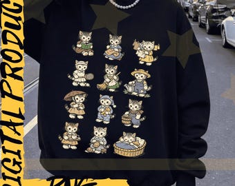 Tatuaje de gato de los 90, camiseta retro de gatito, regalo para amantes de los gatos, gráfico de gato vintage, diseño retro de animales, camiseta divertida y extraña, PNG, imagen png divertida