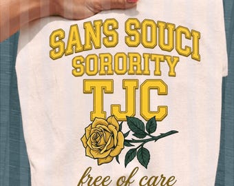 Sans Souci TJC PNG, Free of Care PNG, Sorority png, Greek Life, College Sorority, Sublimation png, Rose Gold, Digital Download, Varsity