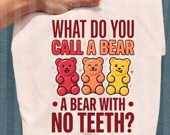 ¿Cómo se llama un oso sin dientes? PNG, Chiste tonto para niños PNG/Actuación divertida de remate de osito de goma PNG, Imágenes prediseñadas de chistes divertidos para niños