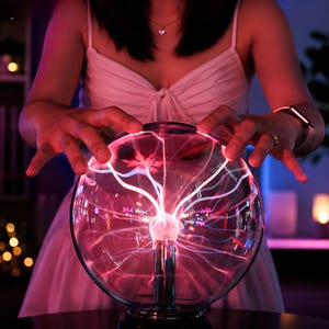 Plasma Ball Lamp | Touch Sensitive Lightning Globe | Interactive LED Night Light | Futuristic Room Decor | Science Desk Lamp Gift