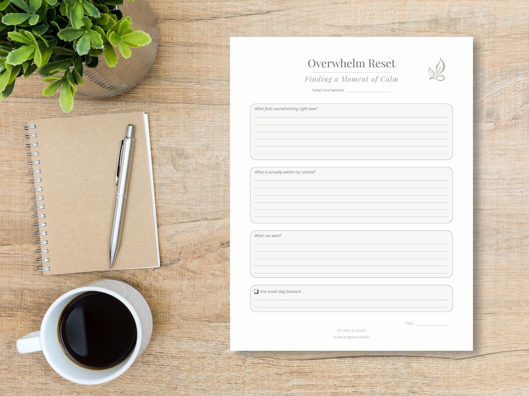 Overwhelm Reset Printable | Anxiety Relief Worksheet | Calm Down ...