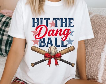 Hit The Dang Ball PNG, Baseball Mom Sublimationsdesign, Distressed Doll Face Meme PNG, Trendy Game Day Softball, Lustiger Sport Digital