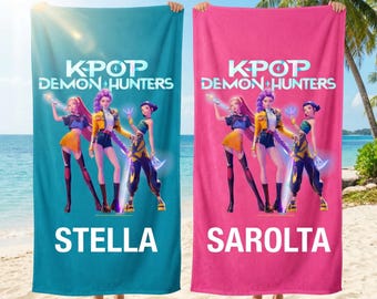 Personalized Kpop Beach Towel With Name, Custom Embroidered Pool Towel, Monogram Beach Gift, Summer Vacation Gift for Girls Trip