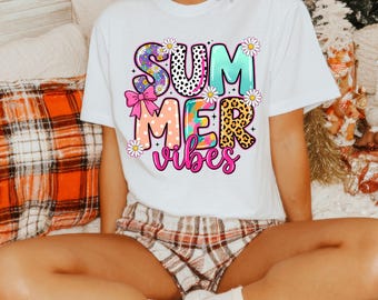 Summer Vibes PNG, Blumen- & Retro-Sublimationsdesigns, Strand-Shirt-Grafiken, lustige Urlaub PNG, digitaler Download für T-Shirt-Druck