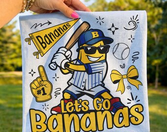 Baseball SVG: Let's Go Bananas Png, Softball Design, Funny Sports Quote Shirt (Digital Download)