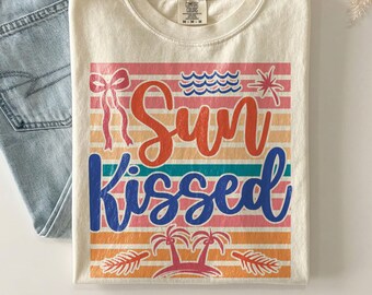 Sun Kissed SVG: Trendy Summer Png, Beach Life Shirt Design (Digital Download)