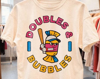 Trendy Baseball SVG: Doubles And Bubbles Png, Softball Design, Funny Sports Quote (Digital Download)