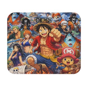 Alfombrilla de ratón rectangular con personajes de anime de la tripulación del Sombrero de Paja