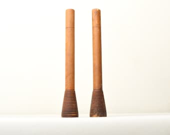 2 Vintage Wood Spools, Weaving Tool, Pendleton Salvage, 13.5" long