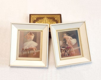 Lot of 2 Vintage Framed Prints of Ballerinas by August Albo Small Art