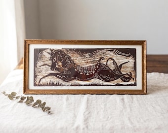 Fannie Mennen "Persian Horse" Original Woodblock Print, Framed, Signed