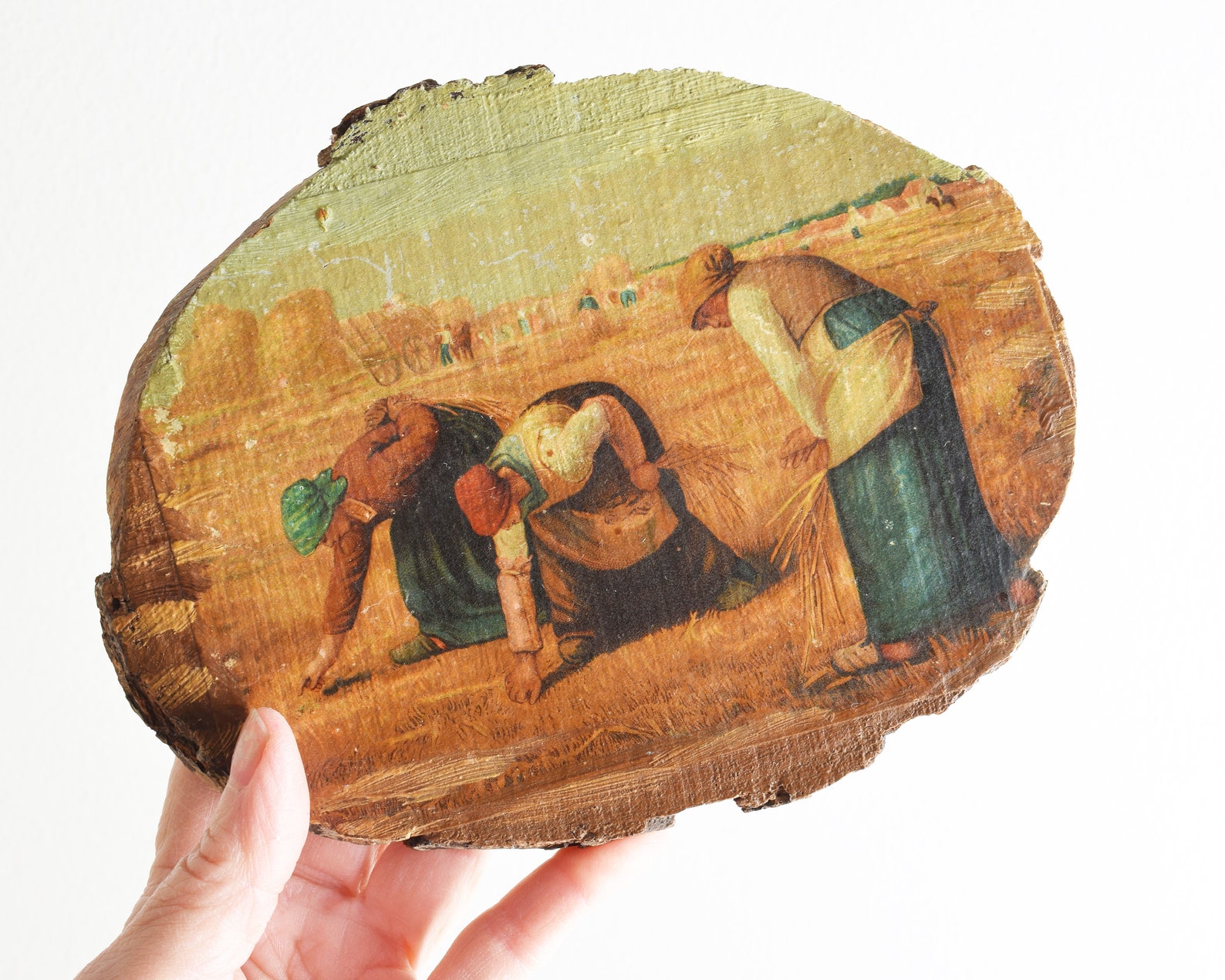Vintage Wall Art on Wood Slice Wood Slab Art Vintage Decor Etsy