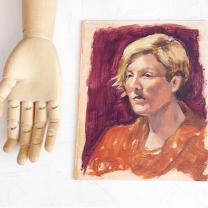 Small Painting Portrait on Masonite Board 8&quot; x 10&quot; Original Painting