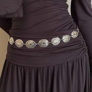 Vintage Silver Metal Elastic Medallion Coin Belt‎ Boho Western M L Boho Coin Belt - Etsy main image 2