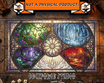 Stained Glass Elements TCG Playmat Art | Fantasy Playmat Art | Custom Art Playmat | Custom Playmat Image Download