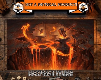 3D Elemental Forge TCG Playmat Art | Fantasy Playmat Art | Custom Art Playmat | Custom Playmat Image Download