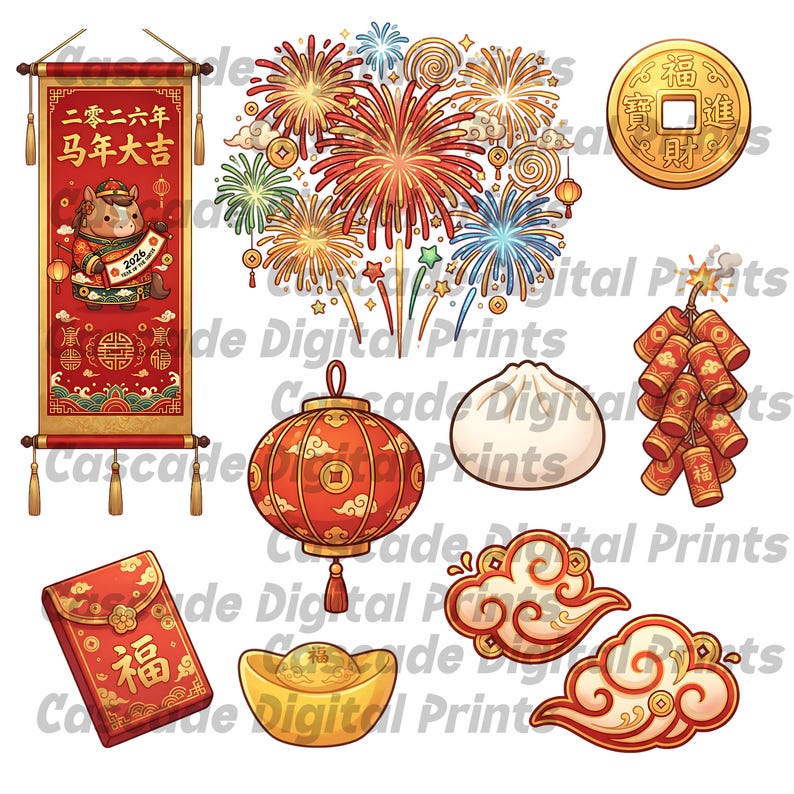 Chibi Year of the Horse Clipart | Kawaii Lunar New Year PNG Bundle ...